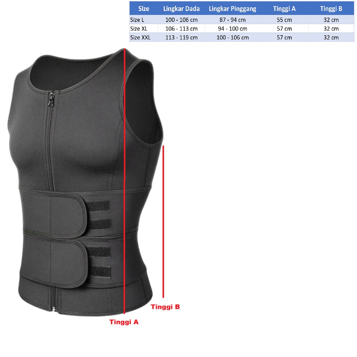 Gambar produk TaffSPORT Korset Pembentuk Badan Pria Waist Fat Burner Double Velcro XL - MWL10