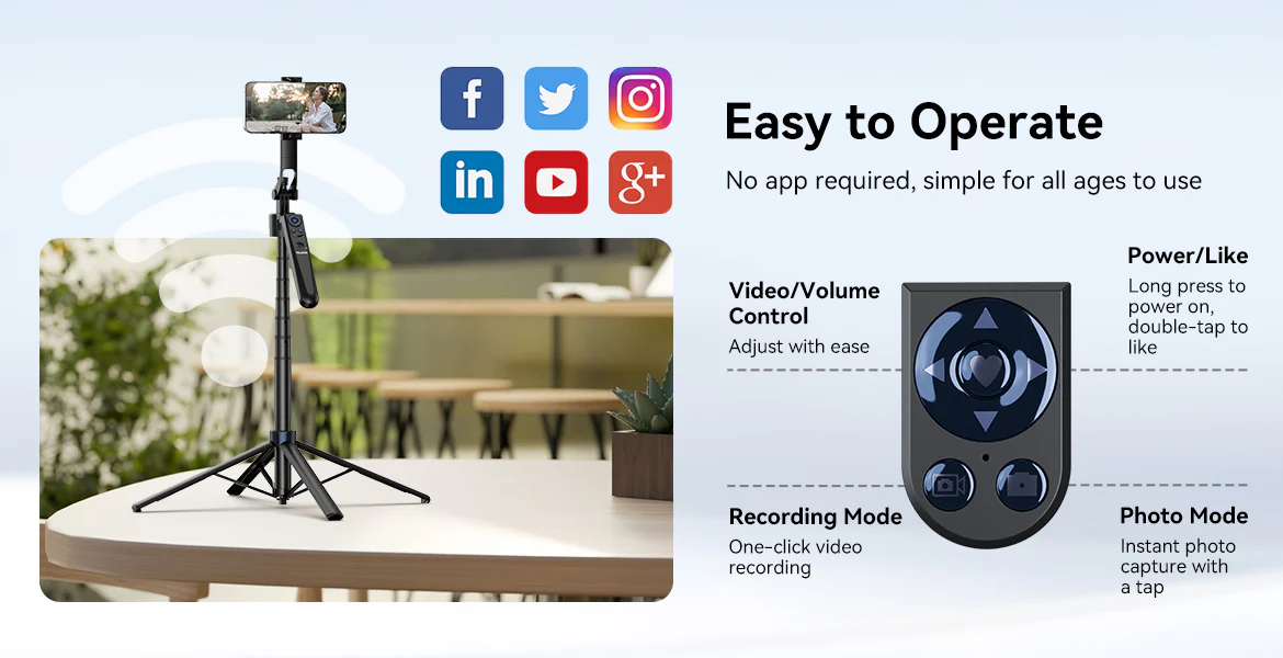 Gambar produk TELESIN Tripod HP Kamera Auto Tracking with Bluetooth Remote - P3-MS-03