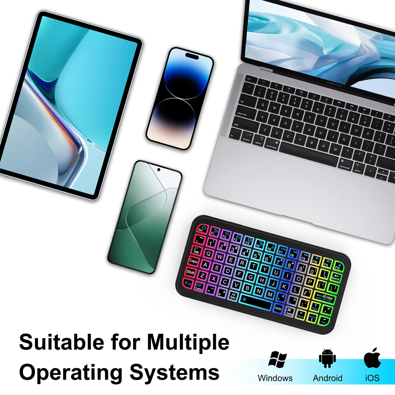 Gambar produk AXPRO Keyboard Wireless Mini Bluetooth Rechargeable RGB 8 Colors - AX52