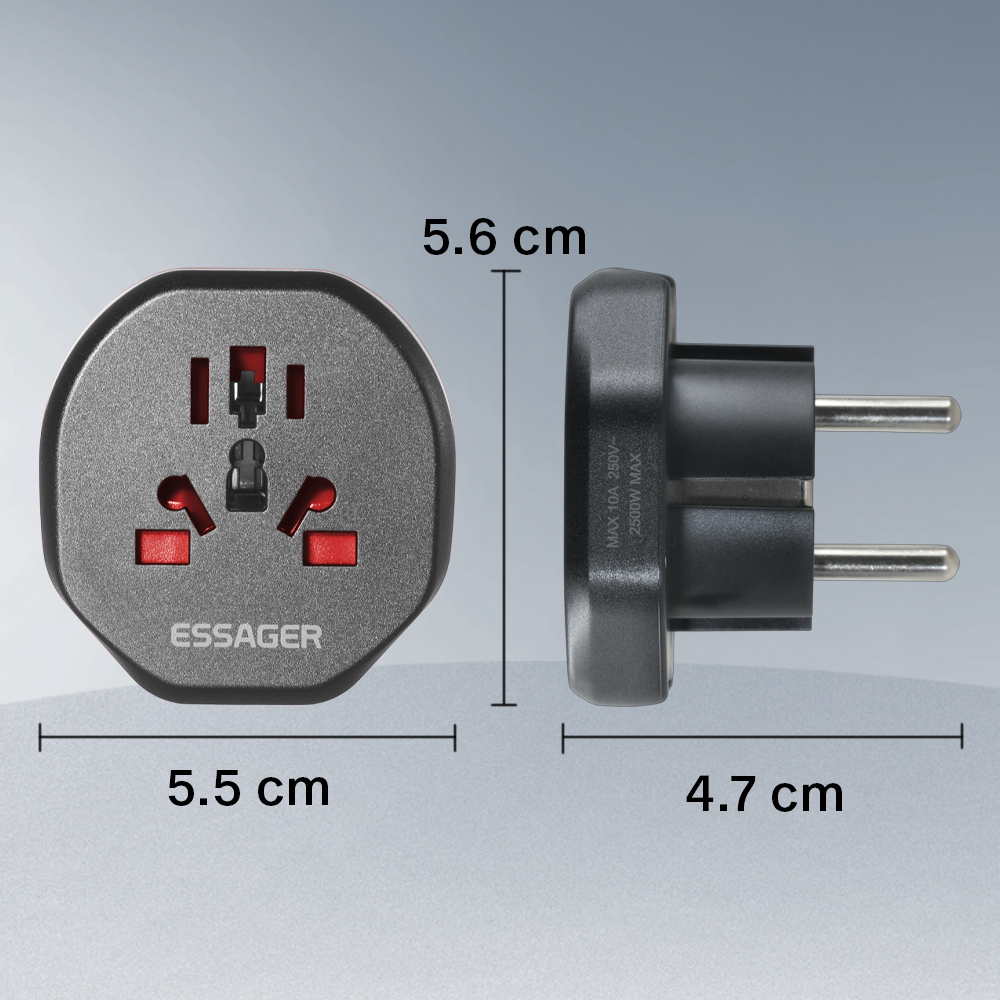Gambar produk ESSAGER Universal Travel Adaptor Colokan Charger Adapter USB 2500W - WL-09