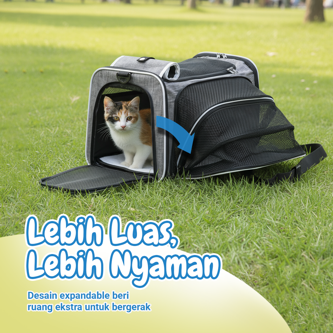 MEISU Tas Kandang Anjing Kucing Expandable Pet Carrier Bag 47x30x31cm - MS45 Gambar produk MEISU Tas Kandang Anjing Kucing Expandable Pet Carrier Bag 47x30x31cm - MS45