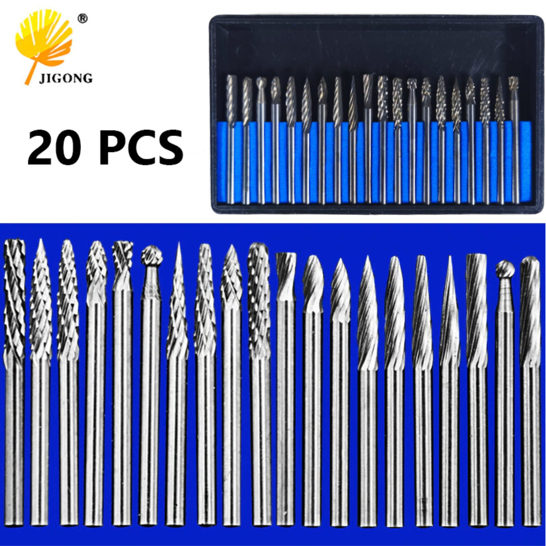 Gambar produk JIGONG Mata Bor Mini Tungsten Carbide Rotary Tool Drill Bit 3mm 20 PCS - JIG-TR008