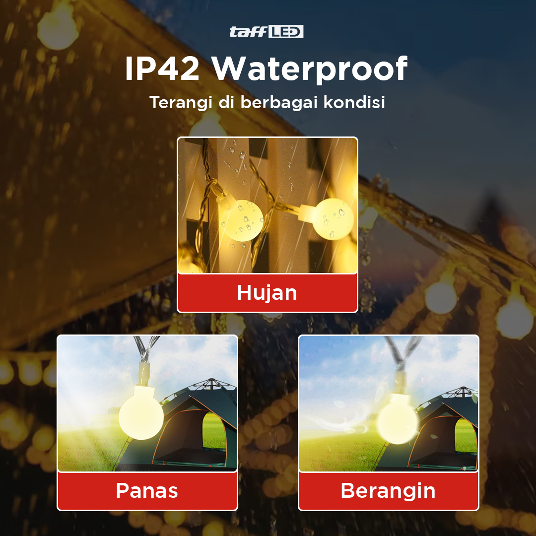 TaffLED Lampu Hias Gantung String Lights Model Bohlam with Battery - ZYD0931 Gambar produk TaffLED Lampu Hias Gantung String Lights Model Bohlam with Battery - ZYD0931
