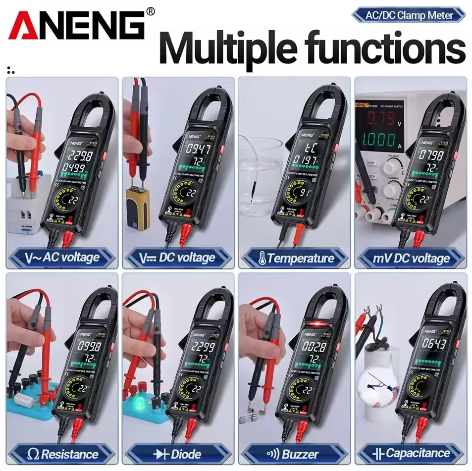 ANENG Clamp Meter Digital Multimeter 6000 Count Dual Screen NCV Tester - ST213 Gambar produk ANENG Clamp Meter Digital Multimeter 6000 Count Dual Screen NCV Tester - ST213