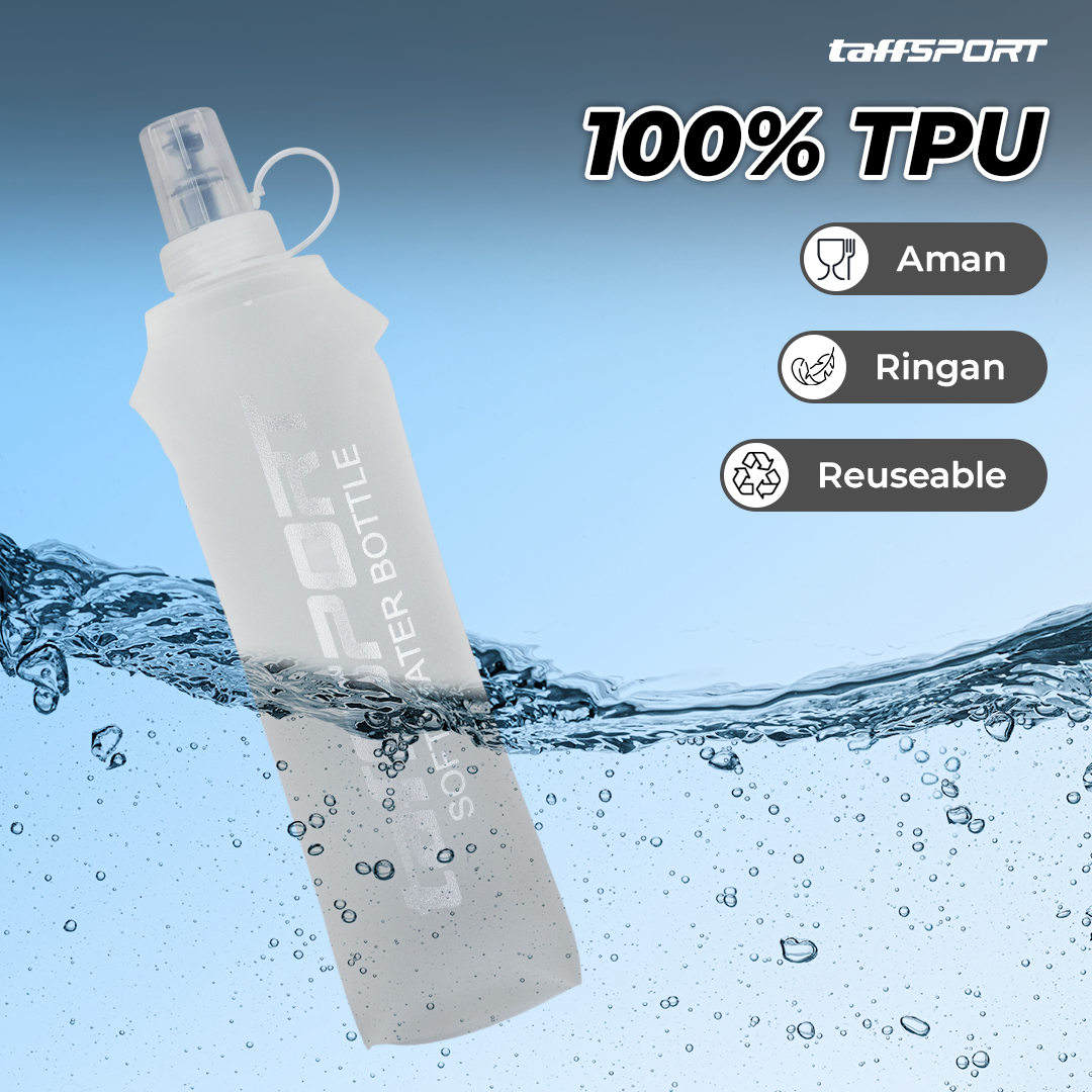TaffSPORT Botol Minum Lipat Soft Flask Running Water Bottle 500ml - TF-50 Gambar produk TaffSPORT Botol Minum Lipat Soft Flask Running Water Bottle 500ml - TF-50