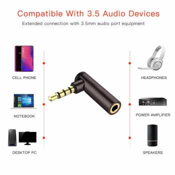 Gambar produk REXLIS Audio Adapter 3.5mm Male to 3.5mm Female 90 Degree - RBS35