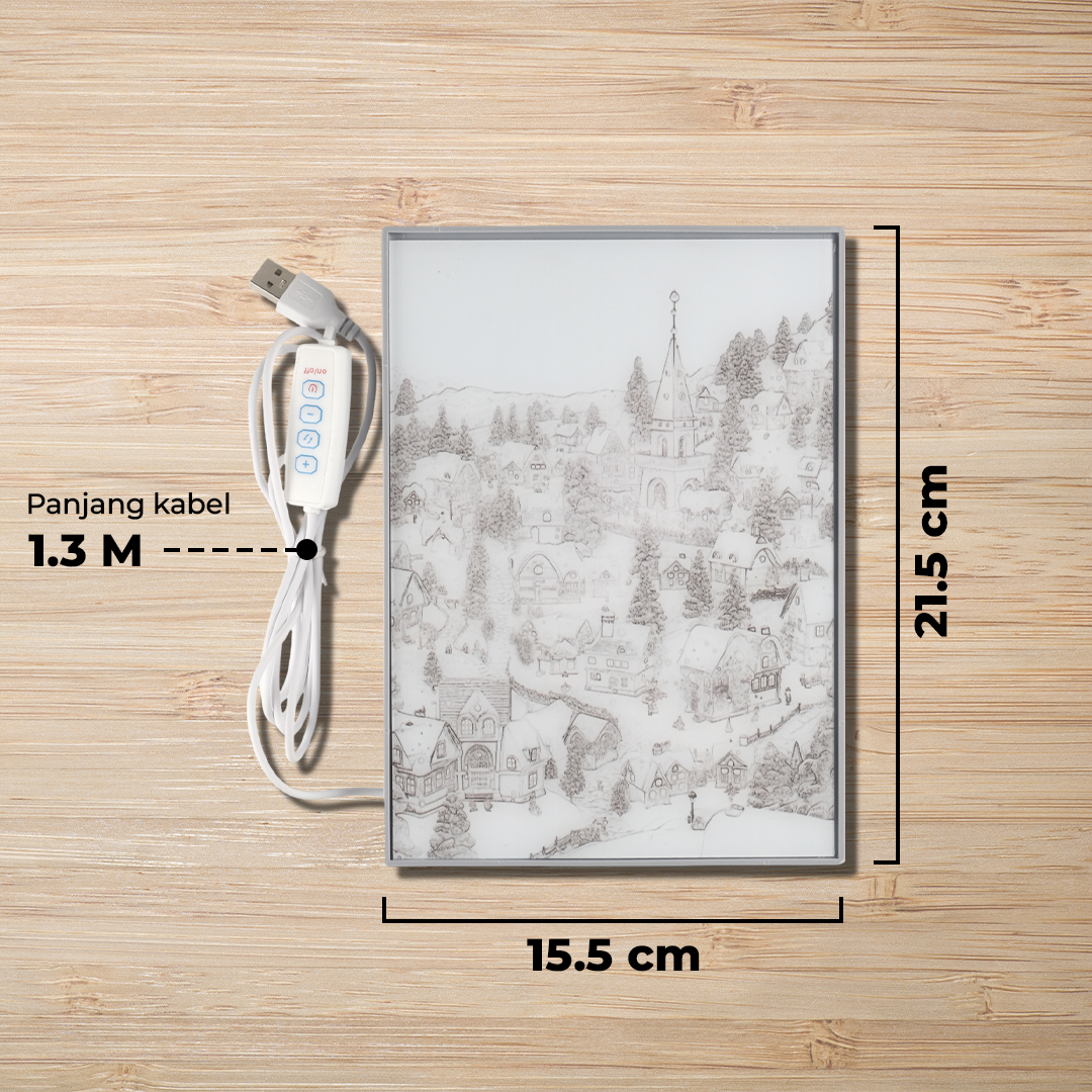 Gambar produk YORYZENG Lampu Meja Hias Lukisan 3in1 Color LED USB 21.5cm Christmas Snow - YY21