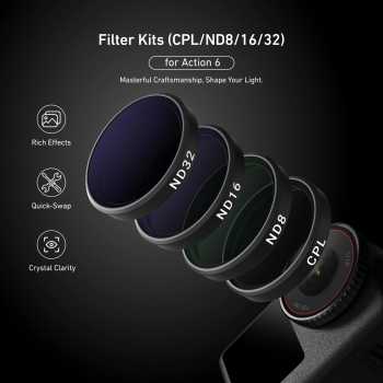 Gambar produk TELESIN Camera Lens Filter DJI Osmo Action 6 CPL ND8 ND16 ND32 - S5-FLT-40