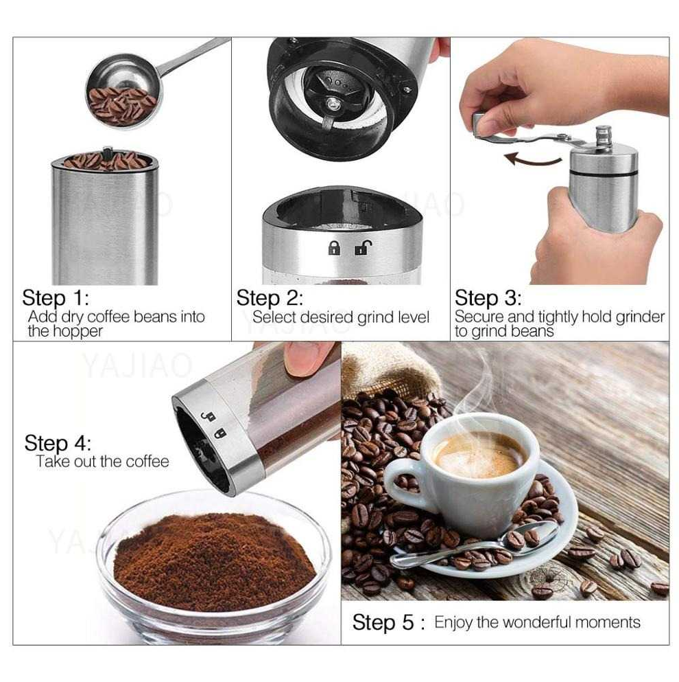 One Two Cups Alat Penggiling Kopi Manual Coffee Grinder Adjustable - 5014 Gambar produk One Two Cups Alat Penggiling Kopi Manual Coffee Grinder Adjustable - 5014