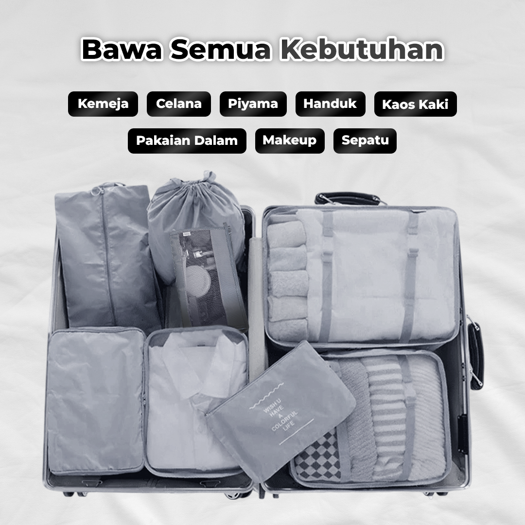 Gambar produk Bestform Tas Travel Bag Laundry Organizer Packing Cubes 8 PCS - CQBB3