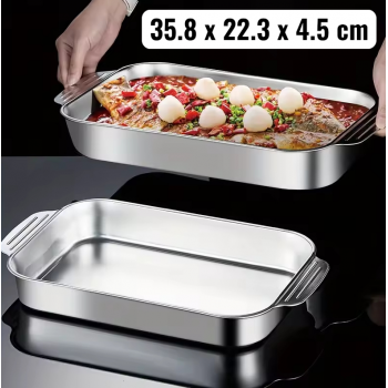 Gambar produk NLSLASI Loyang Nampan Tray Bakeware Grill Pan Magnetic Stainless 410 35.8x22.3x4.5cm - NL31