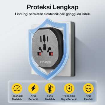 Gambar produk ESSAGER Universal Travel Adaptor Colokan Charger Adapter USB 2500W - WL-09