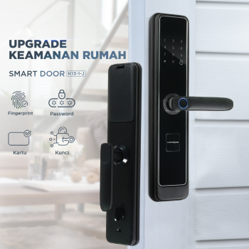 TaffHOME Smart Door Lock Fingerprint Password Key Card Alarm - K13-1-J - Black