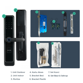 Gambar produk TaffHOME Smart Door Lock Fingerprint Password Key Card Alarm - K13-1-J