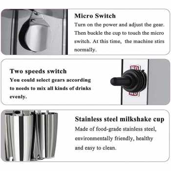 Gambar produk EJIN Mesin Milshake Machine Double Head Stainless Steel 18000 RPM 280W - MS-2