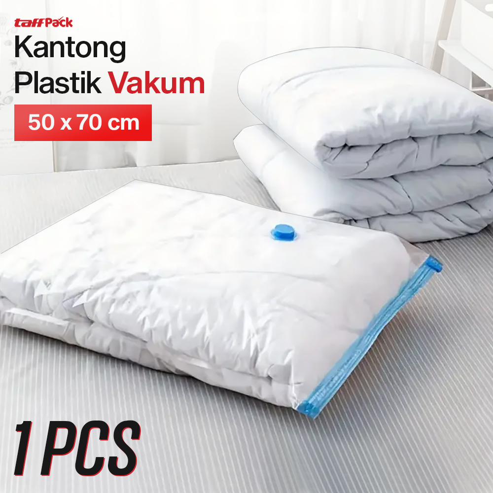 TaffPACK Kantong Plastik Vakum Pakaian Multifungsi Vacuum Bag 1 PCS 50x70cm - YK-1000 Gambar produk TaffPACK Kantong Plastik Vakum Pakaian Multifungsi Vacuum Bag 1 PCS 50x70cm - YK-1000