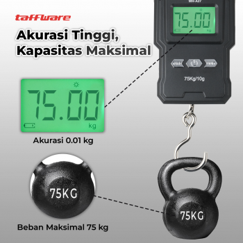 Gambar produk Taffware Digipounds Timbangan Koper Tas Digital Scale 75kg 0.01kg - WH-A27