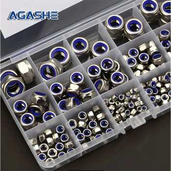 Gambar produk AGASHE Mur Hexagonal Nut Box DIN934 Polished M8 M6 M5 M4 M3 240 PCS - AG-240
