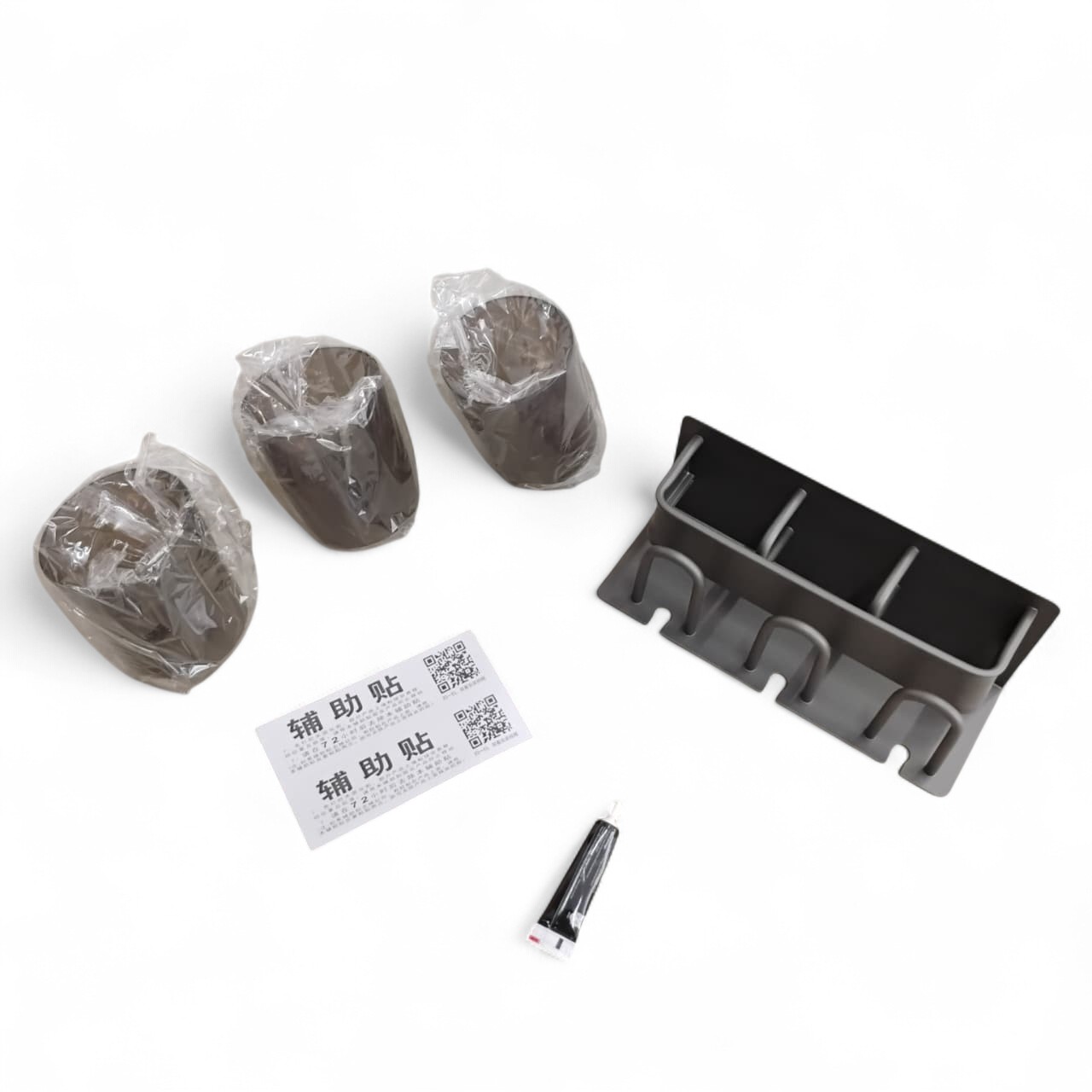 Gambar produk HYJIN Rak Sikat Gigi dan Gelas Wall Mount Toothbrush Holder Aluminium 3 Cups - HJ23