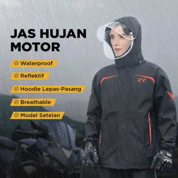 Keyru Jas Hujan Motor Setelan Raincoat Reflective Strip with Hood - ZY-8119