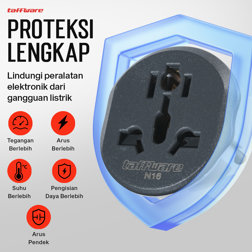 Taffware Loop Universal Travel Adaptor Colokan Charger Adapter 16A - N16 Gambar produk Taffware Loop Universal Travel Adaptor Colokan Charger Adapter 16A - N16