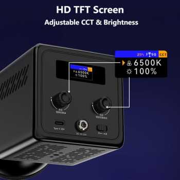 Gambar produk LIYADI Lampu Studio Fotografi COB LED RGBW 24 Mode TFT Display 100W - G100 PRO