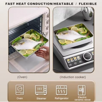 Gambar produk Umigy Loyang Nampan Tray Keeping Box Oven Stainless 201 with Lid 30.5x25x5.6cm - UM60