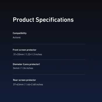 Gambar produk TELESIN Tempered Glass Protective Film DJI Osmo Action 6 One Set - S6-FLM-25