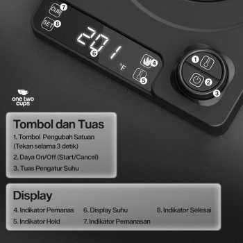 Gambar produk One Two Cups Teko Listrik Kopi Pemanas Air Leher Angsa 1200W 1L - KT10 PRO