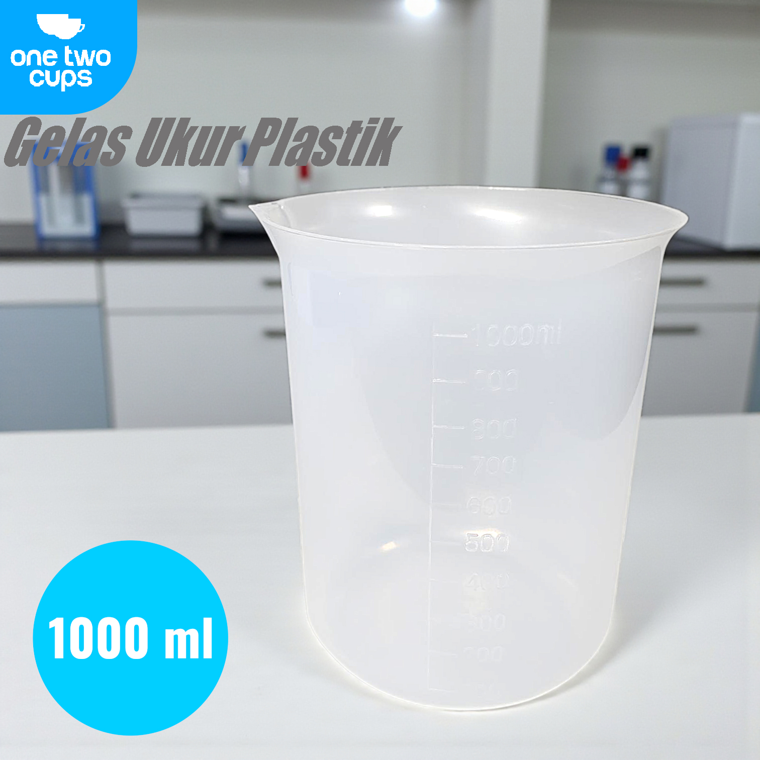 Gambar produk One Two Cups Gelas Ukur Plastik Dapur Laboratorium Measuring Cup 1000ml - B4
