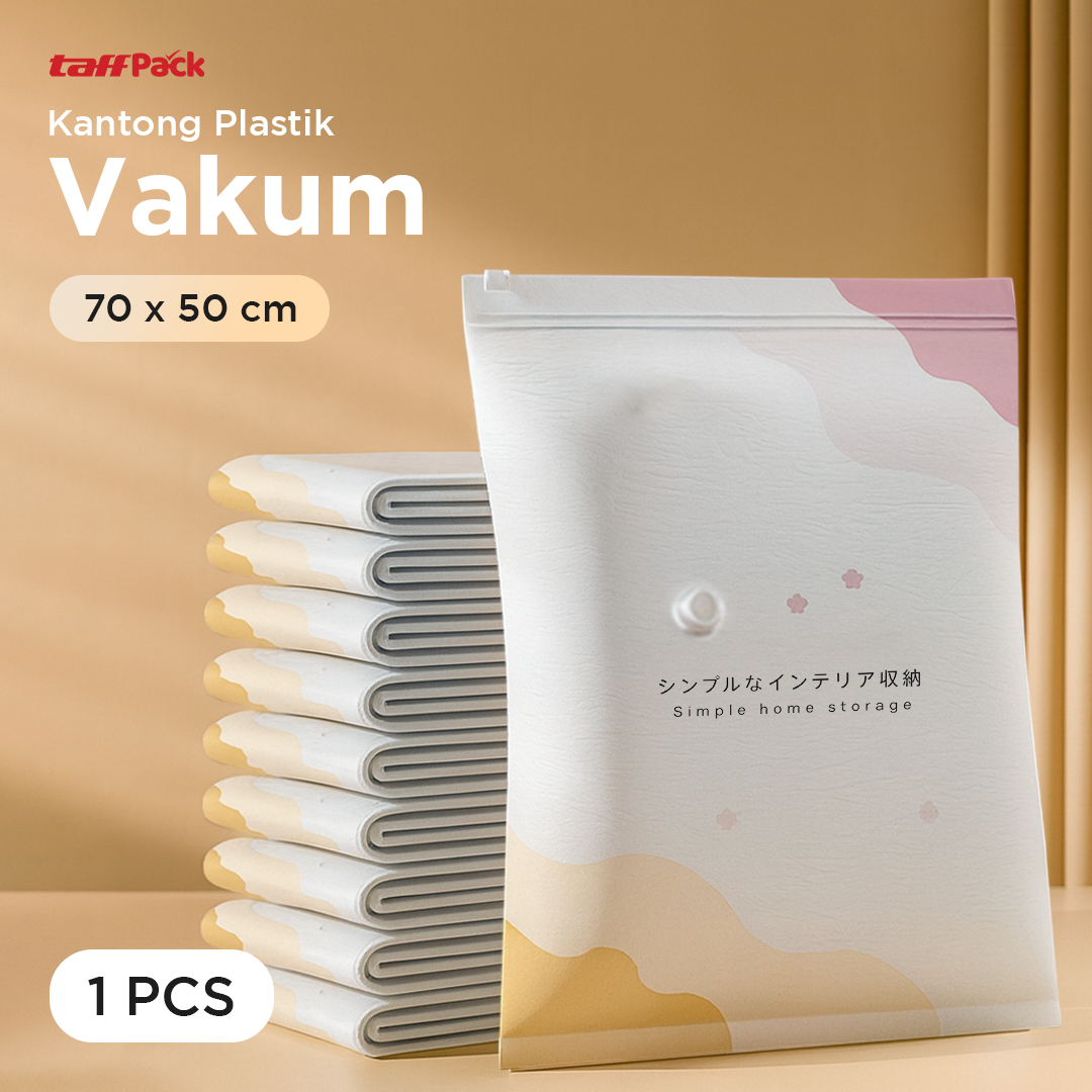 TaffPACK Kantong Plastik Vakum Pakaian Multifungsi Vacuum Bag 1 PCS 70x50cm - FL2 Gambar produk TaffPACK Kantong Plastik Vakum Pakaian Multifungsi Vacuum Bag 1 PCS 70x50cm - FL2