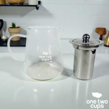 Gambar produk One Two Cups Teko Teh Kaca Saringan Tahan Panas Api Infuser Teapot 700ml - TP-760