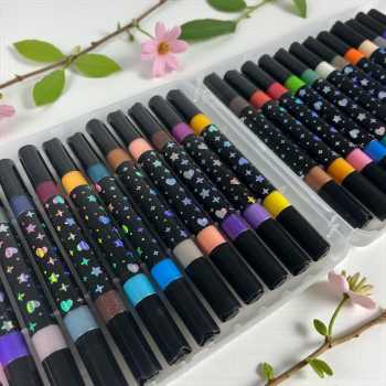 Gambar produk Kolorowy Spidol Warna Glitter Dual Tip Watercolor Set 48 Colors 24 PCS - 88635