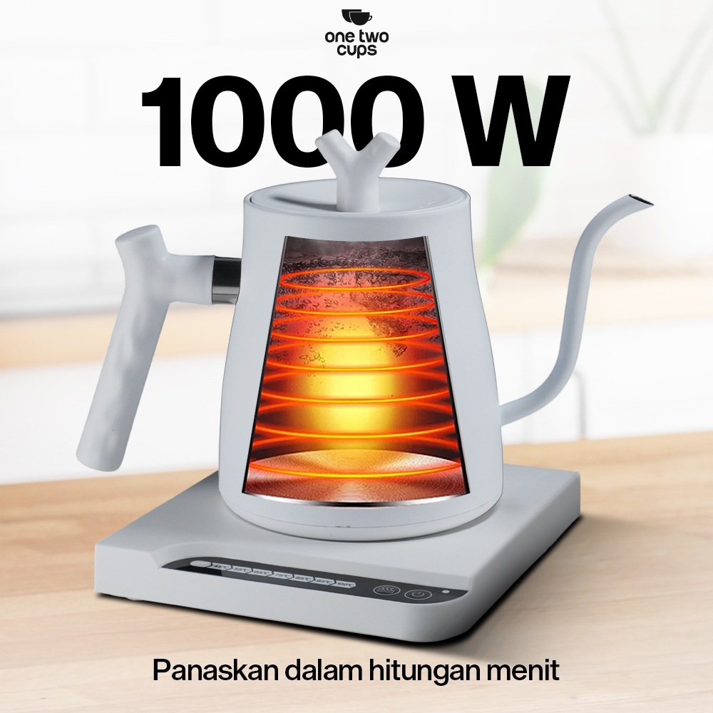Gambar produk One Two Cups Teko Listrik Kopi Pemanas Air Heater Display 1000W 1L - HR-462