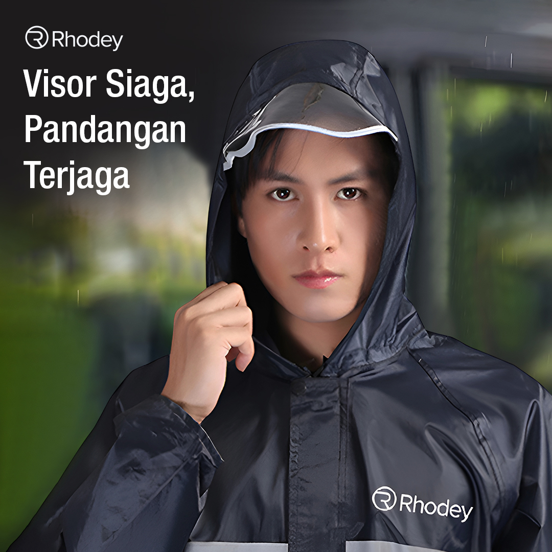 Gambar produk Rhodey Jas Hujan Setelan Motor Dewasa Visor PVC Waterproof Raincoat XXXXL - T1