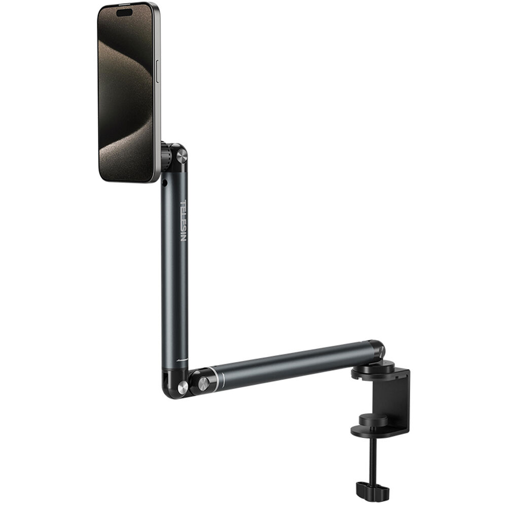 TELESIN MagSafe Foldable Lazy Arm Smartphone Table Aluminum Clamp - P3-DS-02 Gambar produk TELESIN MagSafe Foldable Lazy Arm Smartphone Table Aluminum Clamp - P3-DS-02
