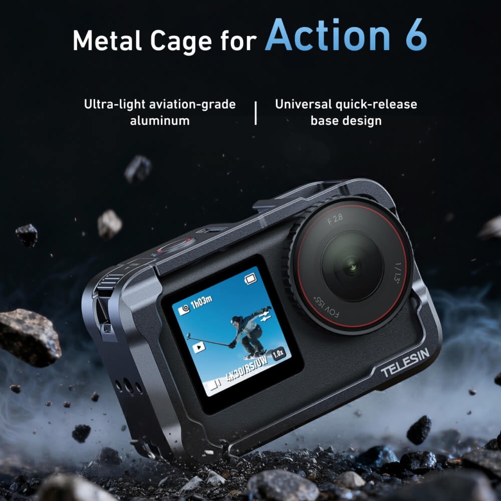Gambar produk TELESIN Case Pelindung Kamera Aksi DJI Osmo Action 6 Protective Frame - S6-FMS-35-TDJ
