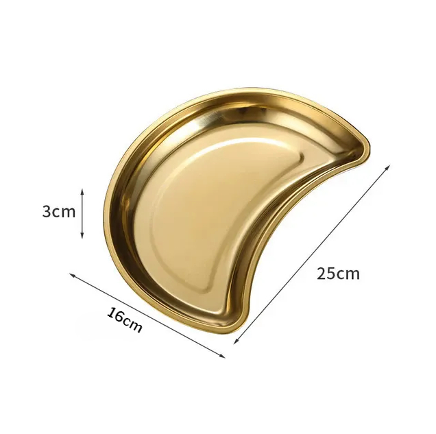 Gambar produk ATH Nampan Tray Mangkuk Makanan Bulan Sabit Moon Plate Stainless 201 - AT25