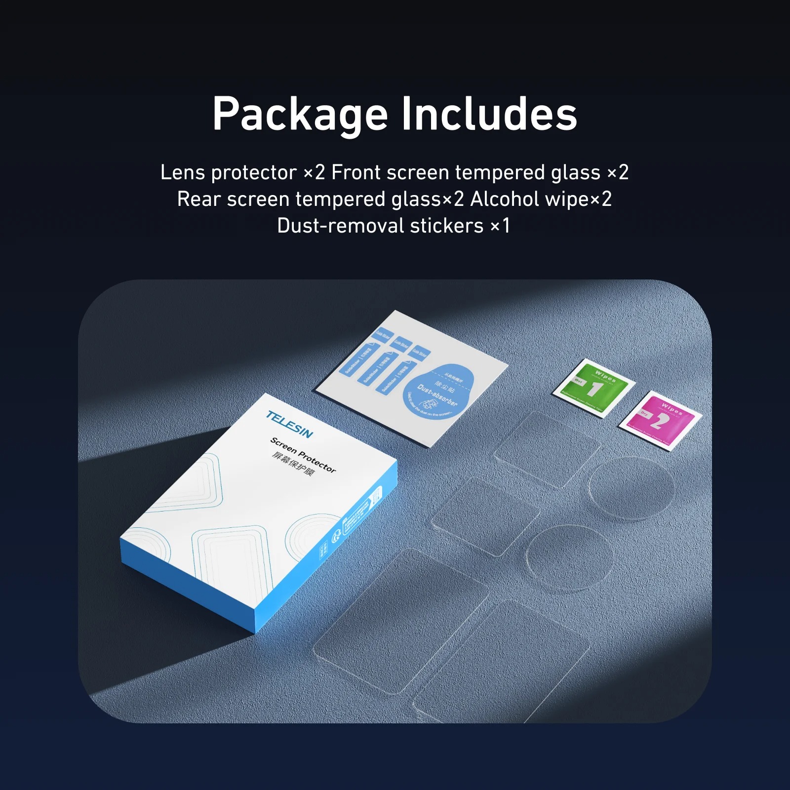 TELESIN Tempered Glass Protective Film DJI Osmo Action 6 Two Set - S6-FLM-26 Gambar produk TELESIN Tempered Glass Protective Film DJI Osmo Action 6 Two Set - S6-FLM-26