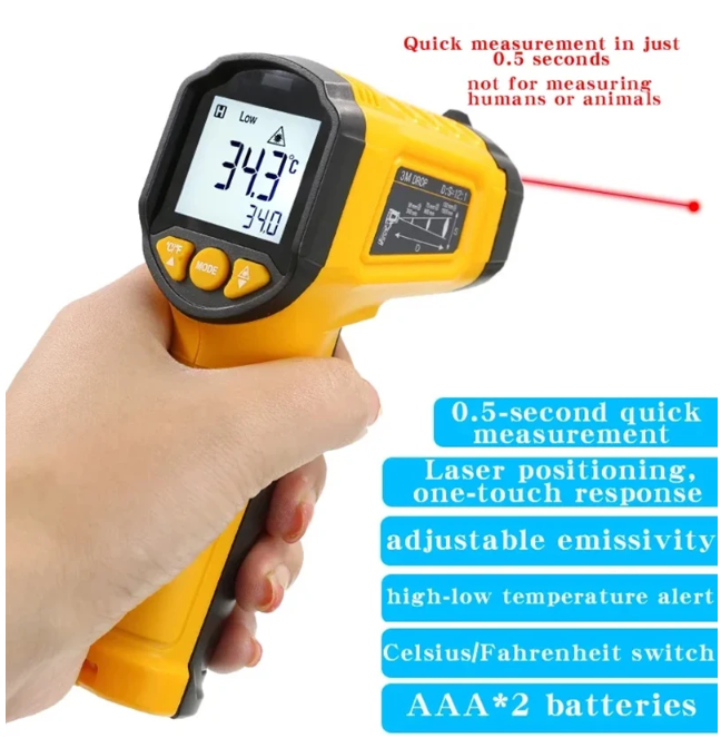 KOLA Termometer Industrial Digital Thermogun Infrared Laser LCD - TS600 Gambar produk KOLA Termometer Industrial Digital Thermogun Infrared Laser LCD - TS600
