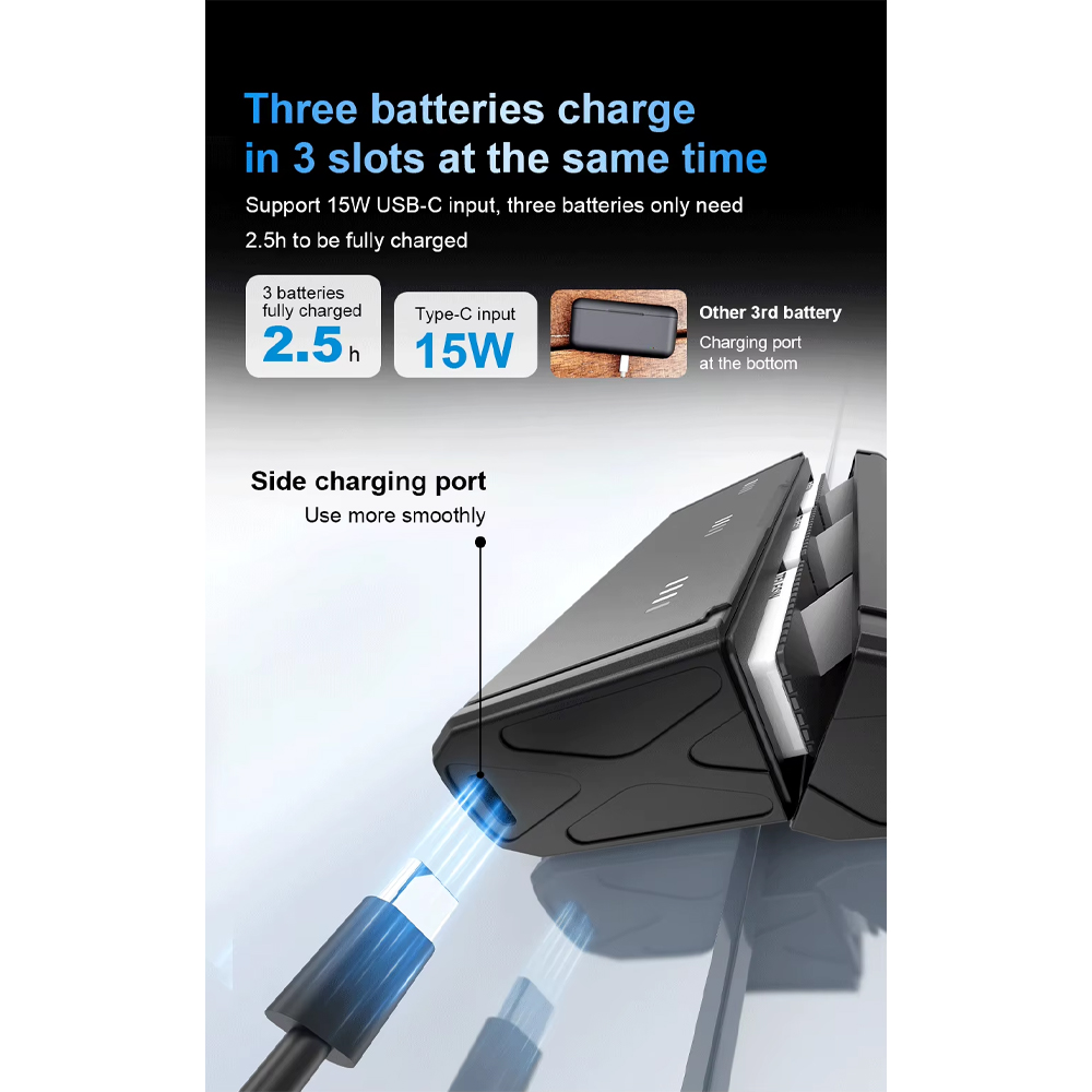 Gambar produk TELESIN Charger Baterai Box Kamera GoPro Hero 9 to 12 with 2 Battery - S0-ECB-01-TGP