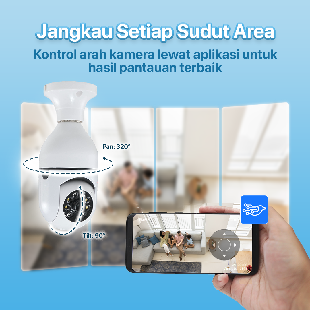 Yunyi CCTV IP Camera 1MP 1080P E27 Wireless Dual Light IR Sensor - YY012 Gambar produk Yunyi CCTV IP Camera 1MP 1080P E27 Wireless Dual Light IR Sensor - YY012