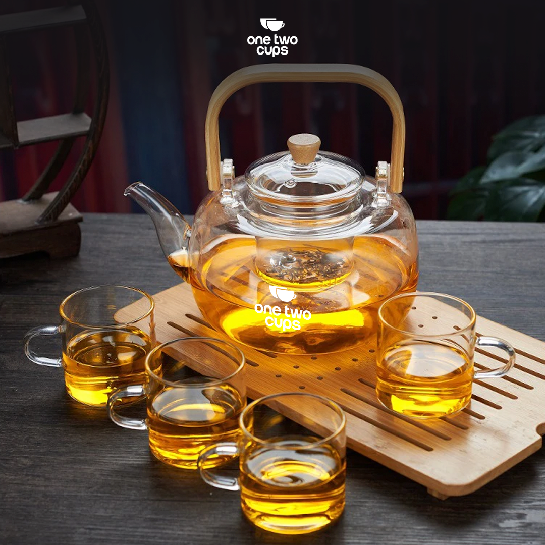 One Two Cups Teko Teh Pitcher Japanese Style Tahan Panas Api Teapot 1000ml - 8CV101 Gambar produk One Two Cups Teko Teh Pitcher Japanese Style Tahan Panas Api Teapot 1000ml - 8CV101