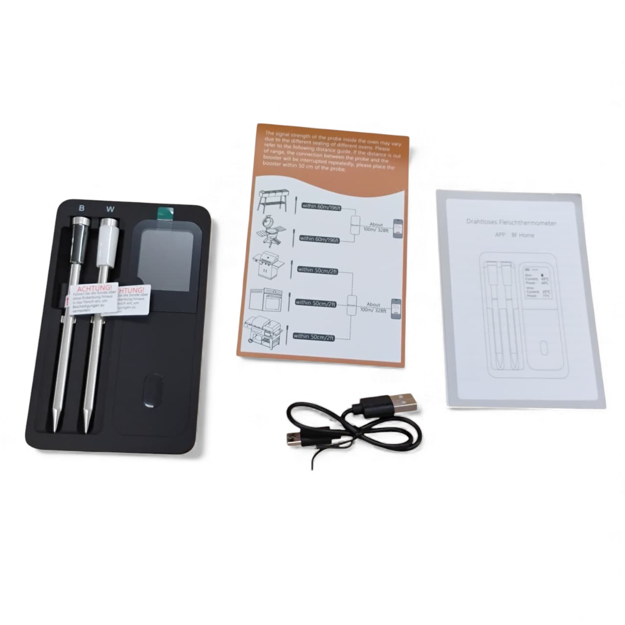 BFOUR Termometer Makanan Digital Daging BBQ Bluetooth Screen 2 Probe - BF-40 Gambar produk BFOUR Termometer Makanan Digital Daging BBQ Bluetooth Screen 2 Probe - BF-40