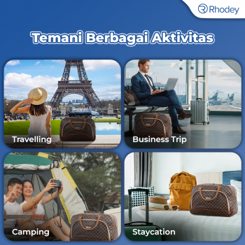 Gambar produk Rhodey RAIMIQI SEMOR Tas Jinjing Duffle Bag PU Leather Unisex 20 Inch Coffee Grid - CB001