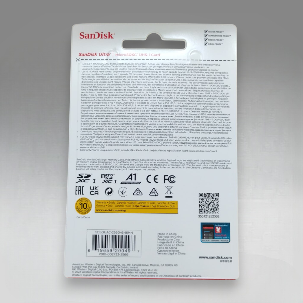 SanDisk Ultra microSDXC Card UHS-I Class 10 A1 150MB/s 256GB - SDSQUAC Gambar produk SanDisk Ultra microSDXC Card UHS-I Class 10 A1 150MB/s 256GB - SDSQUAC