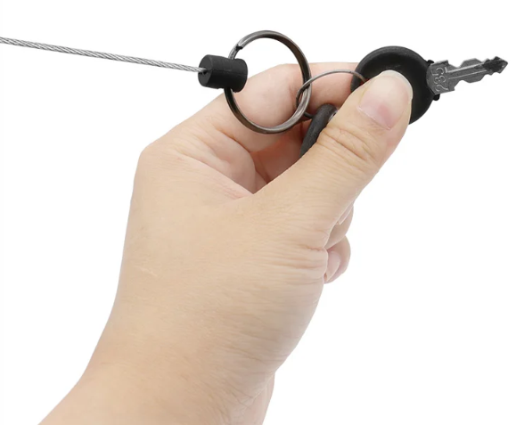 JIGONG Gantungan Kunci Retractable Carabiner Keychain Steel Wire Rope - JIG-012S Gambar produk JIGONG Gantungan Kunci Retractable Carabiner Keychain Steel Wire Rope - JIG-012S