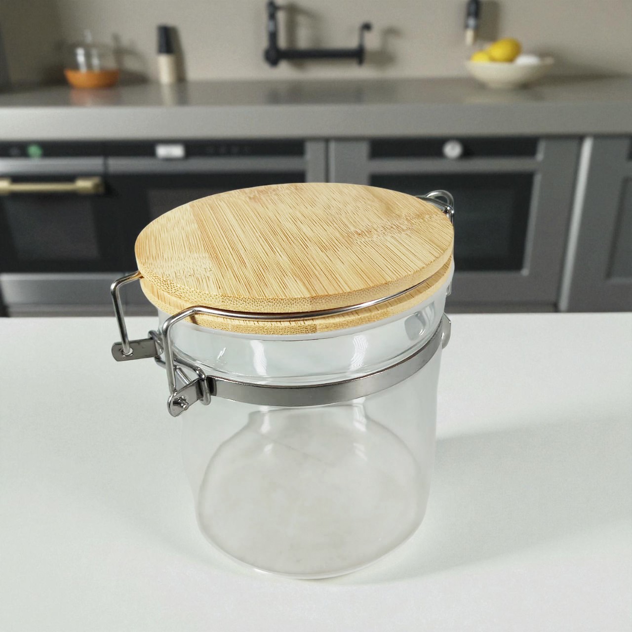 BARELLI Toples Kaca Penyimpanan Makanan Kedap Udara Buckle Storage Jar 550ml - BR100 Gambar produk BARELLI Toples Kaca Penyimpanan Makanan Kedap Udara Buckle Storage Jar 550ml - BR100