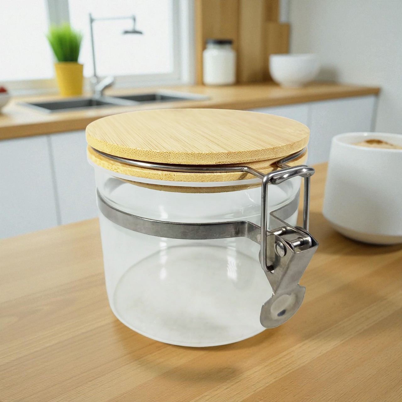 BARELLI Toples Kaca Penyimpanan Makanan Kedap Udara Buckle Storage Jar 450ml - BR100 Gambar produk BARELLI Toples Kaca Penyimpanan Makanan Kedap Udara Buckle Storage Jar 450ml - BR100