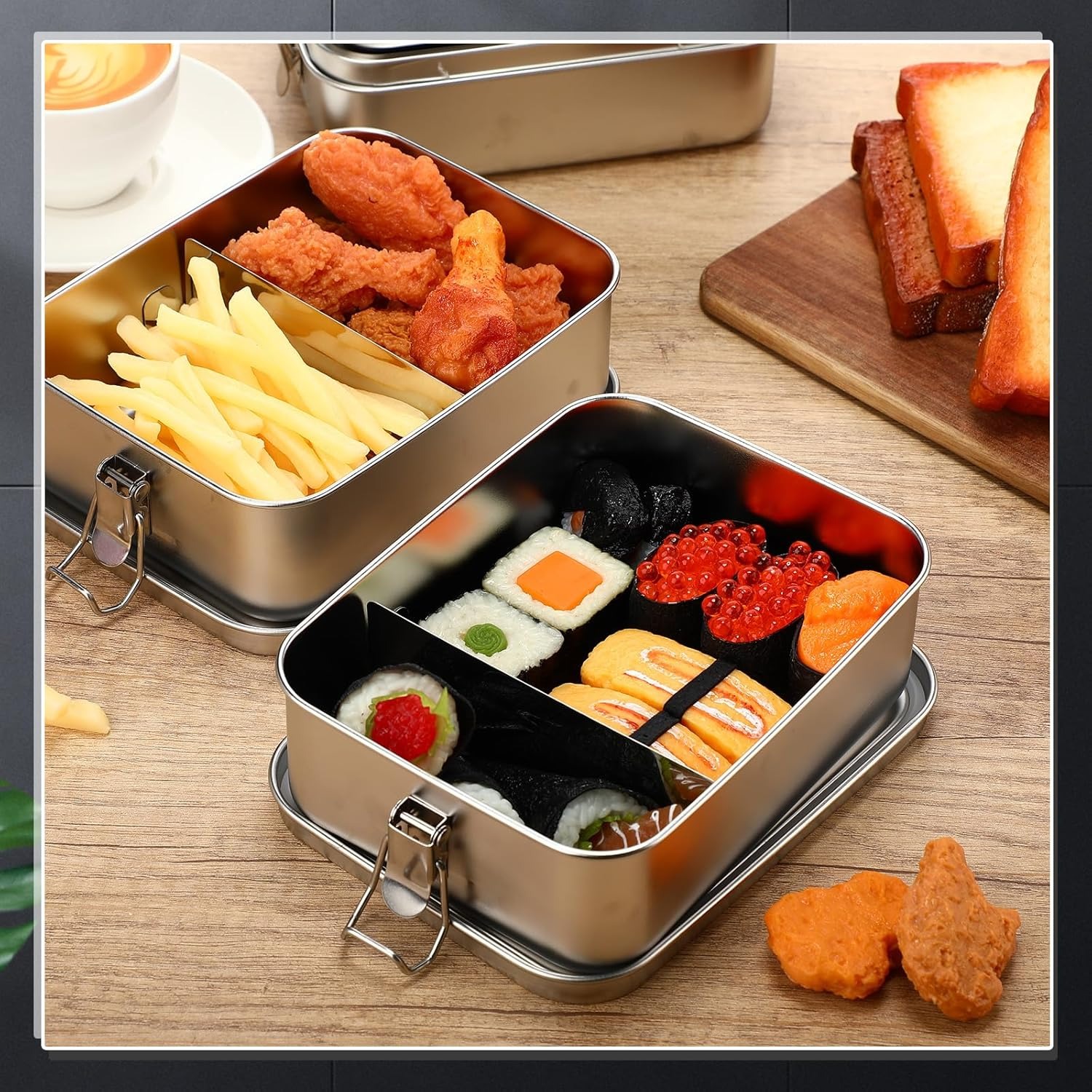Umigy Kotak Makan Lunch Bento Box Stainless Steel 304 with Partition 2400ml - UM58 Gambar produk Umigy Kotak Makan Lunch Bento Box Stainless Steel 304 with Partition 2400ml - UM58